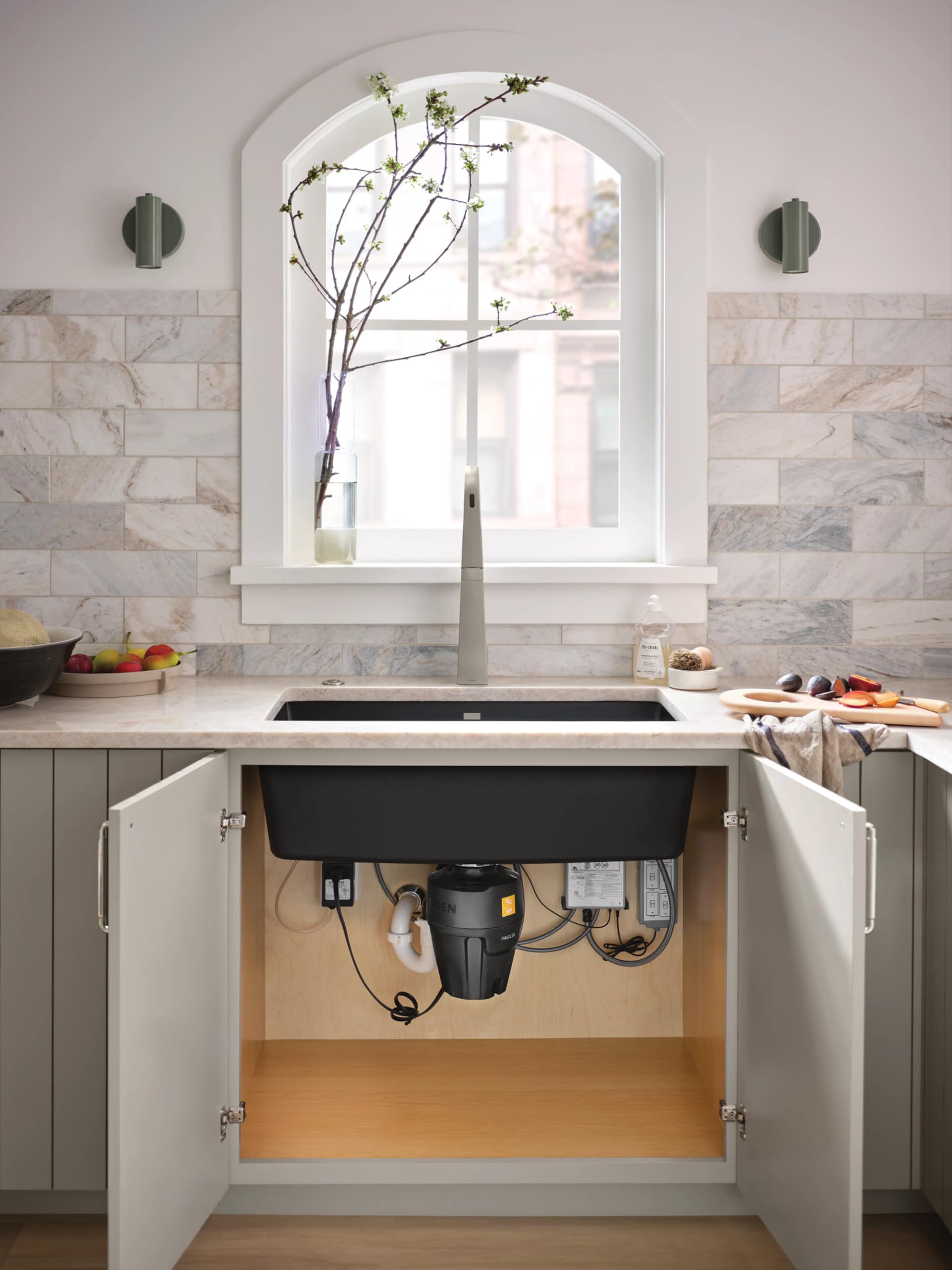 Moen Black EX Series Host Series 3/4 Horsepower Improved Installation Garbage Disposal, EX75C