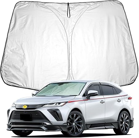 Amazon Cdefg トヨタ ハリアー 4代目 新型 車種専用設計 車窓日よけ フロントサンシェード 目隠し Uvカット 日焼け防止 遮光 アクセサリー 5層構造 簡単着脱 吸盤不要 収納袋付き Toyota Harrier フロントガラス用 サンシェード 車 バイク