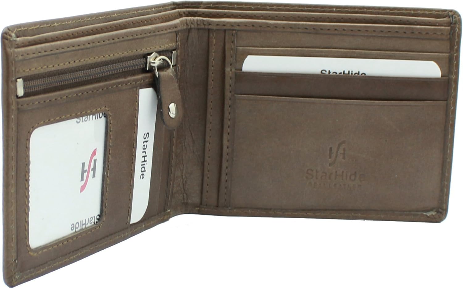 STARHIDE Mens Soft Genuine Leather Wallet 1140 Brown - Image 4