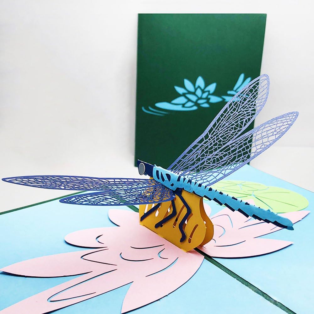 Quarble 3D Dragonfly Pop up Greeting Cards for Father’s Day, Happy Birthday, Graduation, Anniversary with Envelope (Dragonfly)