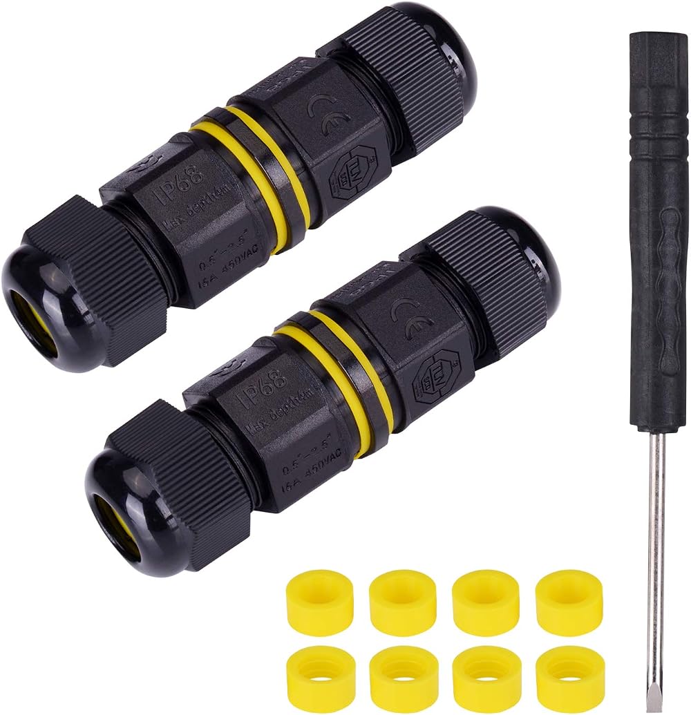 UPOOS 4 Pole Waterproof Junction Box Outdoor Cable Connector 5-12mm IP68 PVC