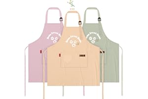 KAQ 3 Pack Floral Aprons for Women with Pocket, Adjustable Womens Aprons Waterproof Kitchen Cooking Aprons Chef Apron Gifts for Kitchen Gardening Cleaning BBQ and Salon