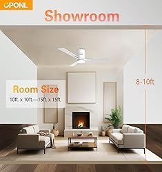 OPONL White 42 inch Ceiling Fan with Light, Remote