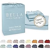 Bella Coterie Luxury Bamboo Viscose King Size Sheet Set | 100% Organically Grown | Ultra Soft | Cooling for Hot Sleepers | 18" Deep Pocket [Coastal Blue]