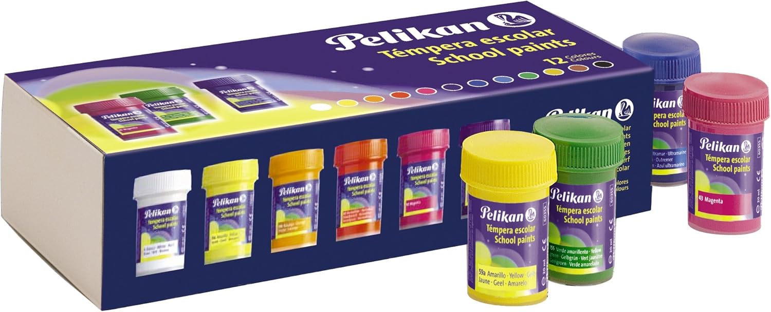 Pelikan - Témpera escolar, set 12 colores, 12 x 20ml: Amazon.es: Juguetes y juegos