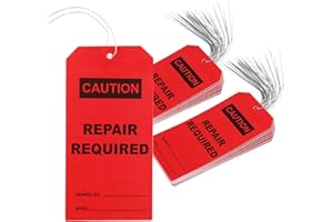 50 pcs Repair Require Tags with Pre-Attach Wire,PVC Plastic Maintenance Required Tags