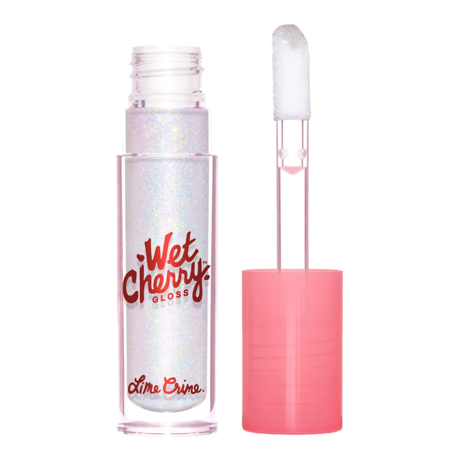 Lime Crime Wet Cherry Lip Gloss, Disco Cherry - Iridescent Rainbow - High Shine, Non-Sticky - Cherry Scent - Lightweight Ultra Glossy Sheen - Won't Bleed or Crease - Vegan, 0.1 fl oz