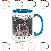 Custom Coffee Mugs - Personalized Coffee Mugs with Photo Text, Customized Ceramic Coffee Mug - Customizable Mug, Funny Mug, Personalized Gifts, Custom Mug with Photo - Add Your Photo - 15oz Blue