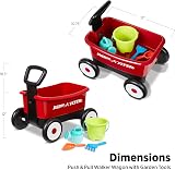 Radio Flyer Push & Pull Walker Wagon with Garden Tools Red 2-in-1 view 2
