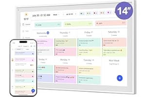 YPI Digital Calendar, 14 inch Wall Mount Smart WiFi Electronic Calendar & Family Hub, IPS Touch Screen HD Display for Schedules, Chores and Instant Photo Sharing
