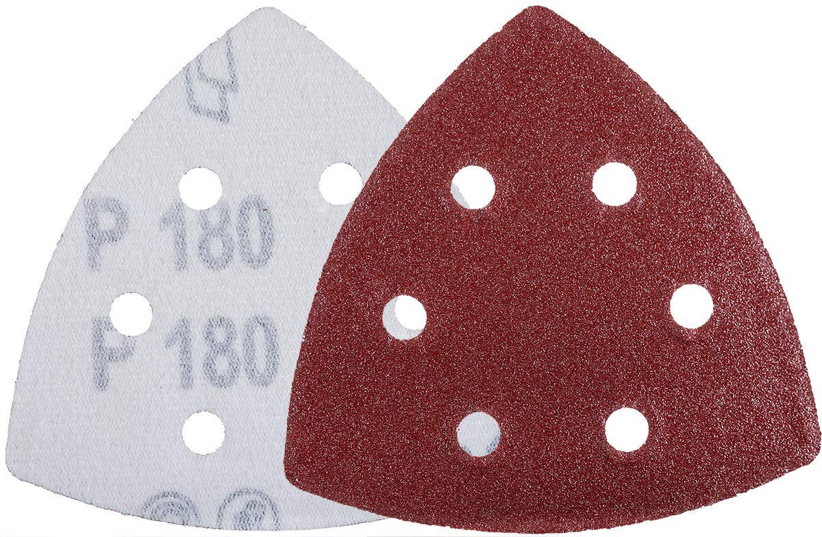 YoiYee 180 Grit Delta Sanding Sheet, Hook and Loop Triangle Sandpaper Pad, Sand Paper Disk, 6 Holes, 93 x 93 x 93mm, 20 Pack — image 1