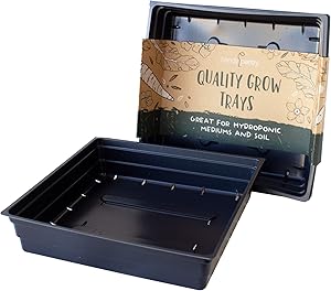 10" x 10" Garden Growing Trays with Drain Holes - 5-pack Recyclable Plastic Plant Trays for Wheatgrass Sprouting Tray, Microgreens Growing Trays, Hydroponic Trays, Nursery Flats, & Greenhouse Supplies