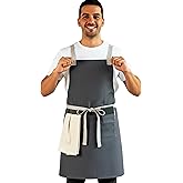 RUSTIQUE LINENS Professional Work Apron for Men & Women – 100% Cotton with waterproof Membrane, Cross Back Straps