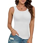 Zephyrine Womens Ribbed Tank Tops Scoop Neck Sleeveless Fitted Casual Slim Basic Tee Shirts