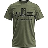 Never Forget Funny T Shirt for Men – Retro Mens Shirt Vintage Audio Cassette Graphic Tee – Cool Shirts for Men