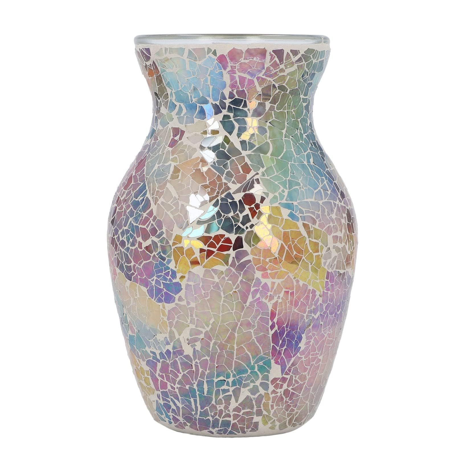 Mosaic Glass Vase, Stylish Mosaic Vase European Style and Shiny Exquisite Flower Vase Glass Material Handmade Vase for Home Weddings Parties Decoration
