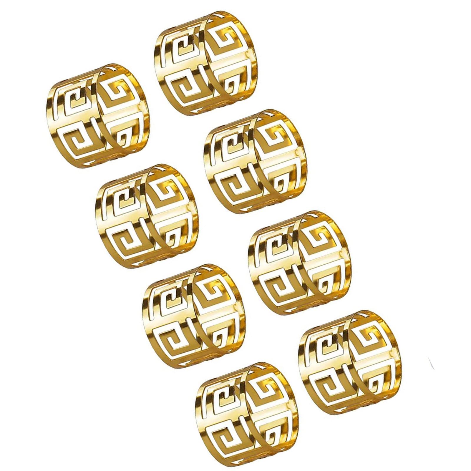 CHAMEEN Napkin Rings Gold 8 Pieces Banquet Napkin Ring Metal Napkin Ring Set Napkin Buckles Table Decoration Holder for Wedding Party Banquet