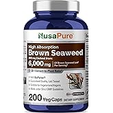 NusaPure Brown Seaweed 30:1 Extract, 200 mg Equivalent to 6,000 mg 200 Veggie Capsules - (Vegan, Non-GMO Bioperine)