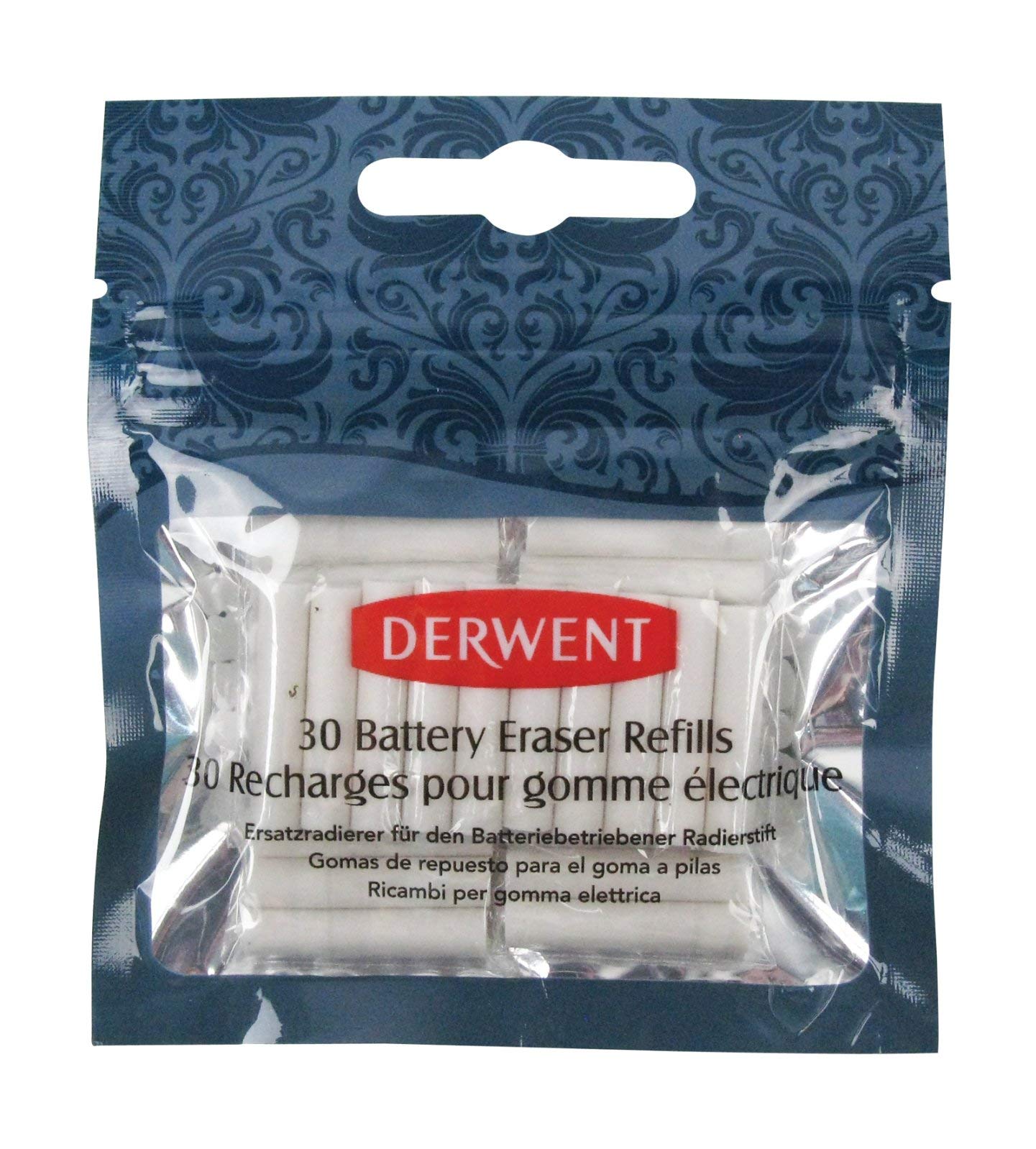 Derwent Replacement Erasers, Set of 30, For Battery Operated Eraser Pen, Professional Quality, 2300023 - White