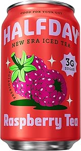 Halfday, Prebiotic Raspberry Iced Tea Cans Supports Digestive Health & Gut Health 8g Plant Fiber & Prebiotics Gluten Free Pal