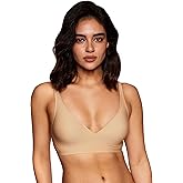 V-Neck Padded Bra – Comfortable Build-in Silicone Underwire Seamless Bra - Half Coverage Bras with Hook & Eye Back Closure