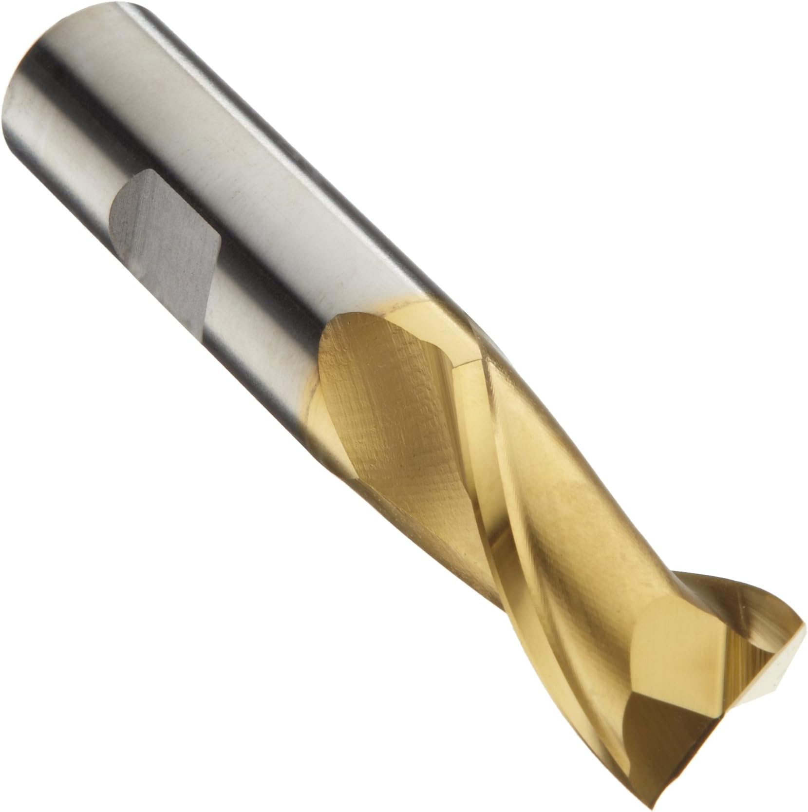 Niagara Cutter N82070 High Speed Steel Square Nose End Mill, Weldon Shank, TiN Finish, Roughing and Finishing Cutting, 30-Degree, 2-Flute, 2.3125" OAL, 0.219" Cut Diameter, 0.375" Shank Diameter