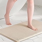 FRESHMINT Ultra Soft Charcoal Infused Memory Foam Bath Mat 20" x 32", Bath Rugs for Bathroom Non-Slip, Thick & Water Absorbent Bathroom Rugs, Room Accessories Shower Floor Mat, Washable, Papyrus Beige