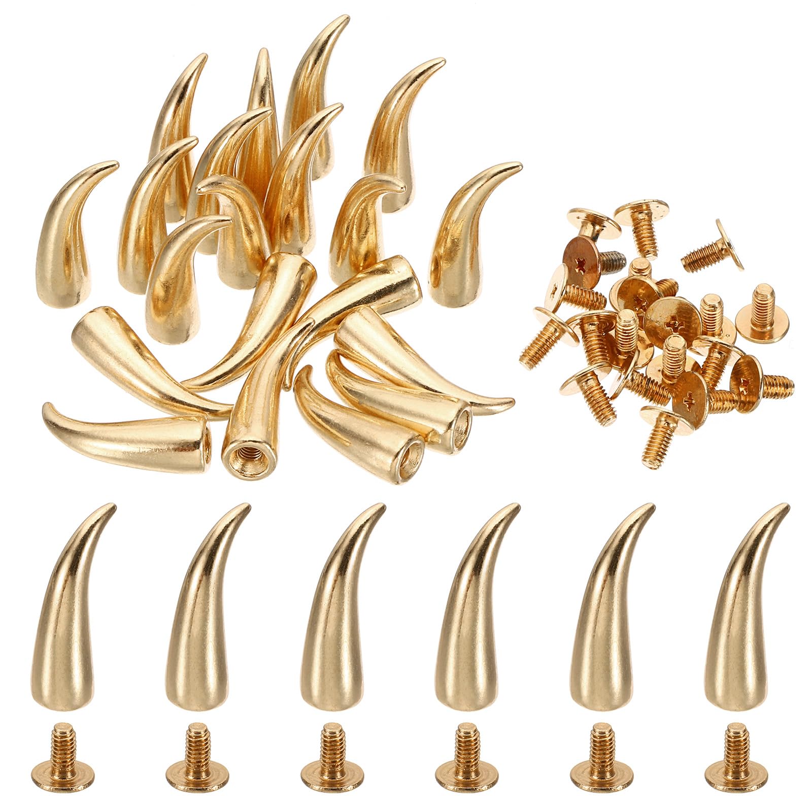 PATIKIL 21mm Studs for Clothing, 20 Sets Studs and Spikes Leather Rivets Cone Spikes Metal Screw Studs for Clothing Leather Crafts Fabric Shoes Punk Bag Leathercraft, 7x21mm, Gold Tone