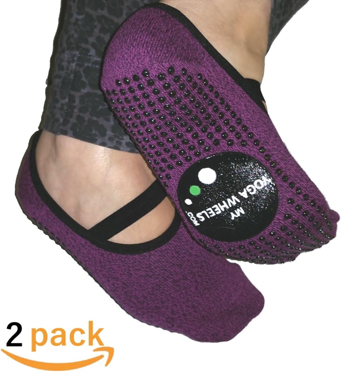 Full Grip Ballet Style Socks/Slipper - Non slip for Yoga Pilates Dance - (2 pairs or 1 pair + Strap)