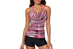Aleumdr Womens Printed Strappy Racerback Swim Tankini Top Only No Bottom S - XXXL