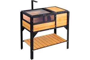 VEVOR Tortoise Habitat, Wooden Tortoise House Indoor & Outdoor, Tortoise Enclosure with Light Stand, Reptile Enclosure Small Animal Cage with Stand Legs for Gecko, Lizard, Snake