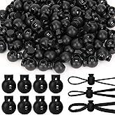Hysagtek Plastic Cord Locks for Drawstrings Shoelaces, 100 Pcs Adjustable Round Cord Stops for Paracord, Backpacks