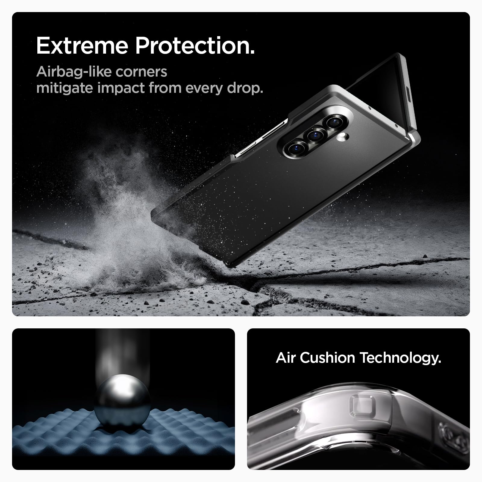 Spigen for Galaxy Z Fold 7 Case, Tough Armor Pro MagFit [Hinge Protection] [Fast Wireless Charging/Magnet for Galaxy] - Black