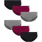 Reebok Womens Bikini Underwear - 6 Pack Soft Stretch Performance Tag Free Briefs Bikini Panties Seamless Underwear for Women