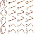 ONESING 23-40 Pcs Gold Nose Rings & Studs - 18G & 20G Nose Piercing Jewelry - L Shape, Hoop & Screw Body Jewelry for Women & Men