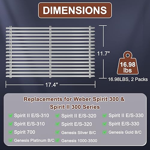 QuliMetal SUS304 9MM Grill Grates for Weber Spirit 300 and GS4 - Main Image