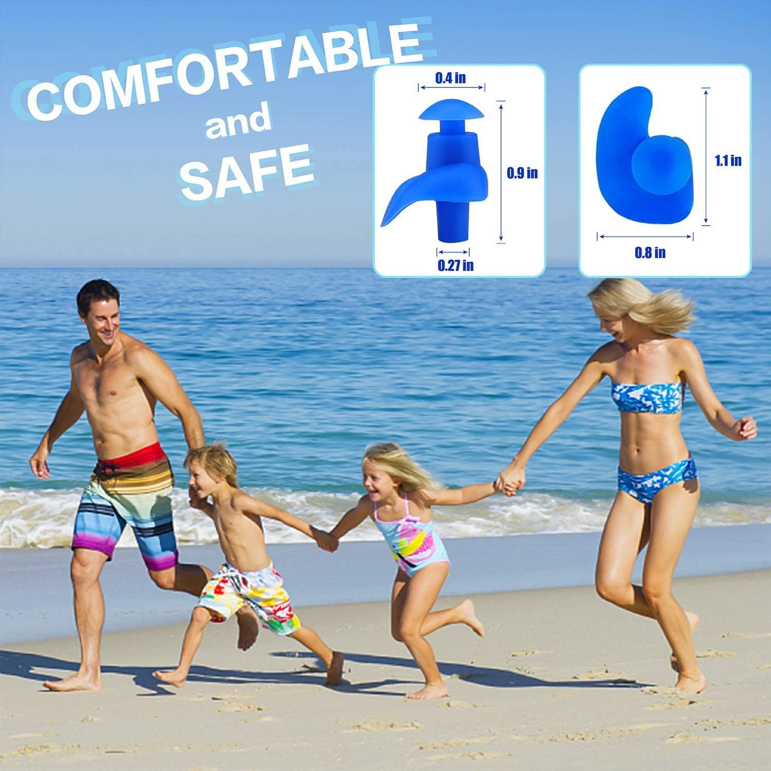 Swimming earplugs, 4 Pairs of Waterproof Reusable earplugs, Adult and Child Swimming earplugs, Swimming Bathing Surfing and Other Water Sports: Health & Personal Care