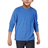 EPICGALA Boys Long Sleeve Shirt Crewneck Solid Color Casual Top with Chest Pocket for Kids 5-14 Years