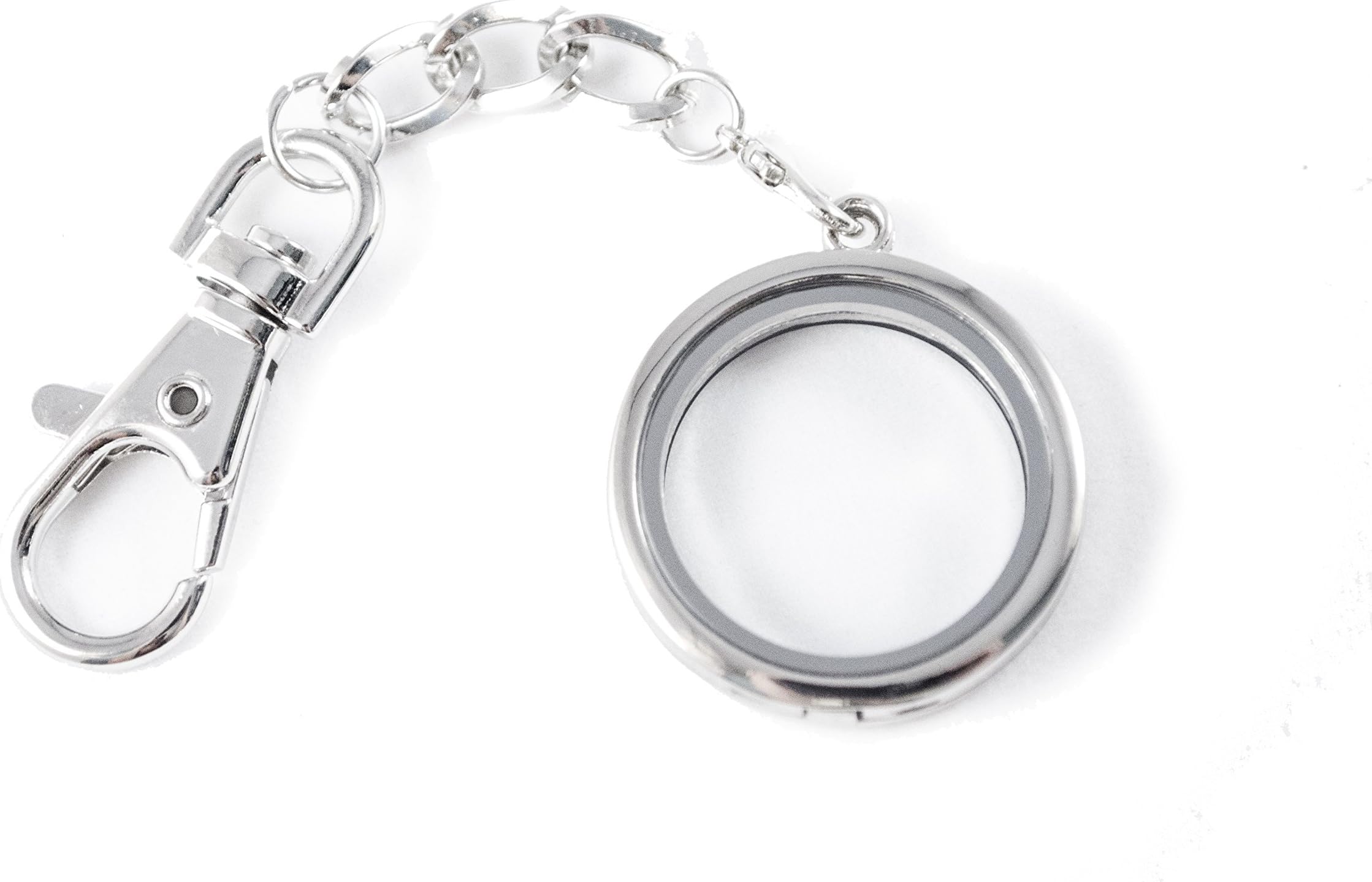 HDSupplies Floating Memory Locket Keychain - Silver Tone - Magnetic - Large 30mm