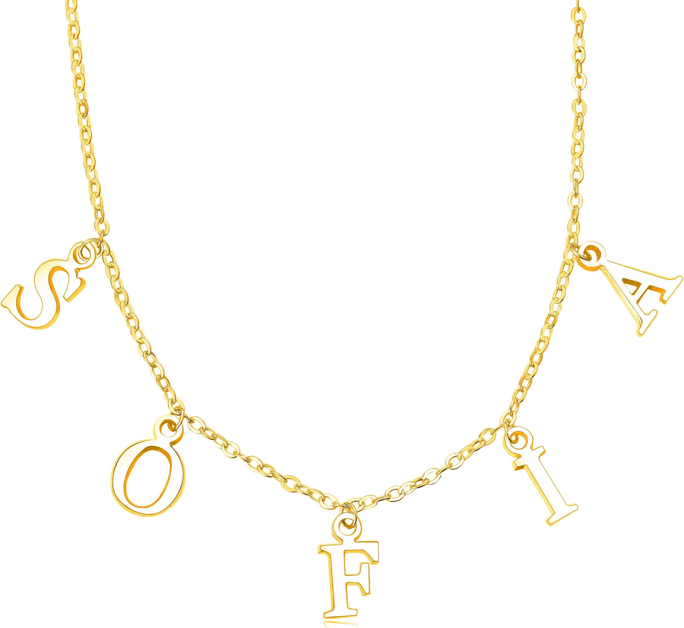 RESVIVI Personalized Dangle Name Choker Necklace Custom Made Initial Alphabet Pendant Necklace with Hanging Name