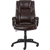 STAPLES Kelburne Luxura Faux Leather Desk Chair, Brown, Adjustable | Faux leather seating designed for comfort in professional office settings.