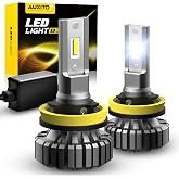 AUXITO H11 H8 H9 LED Bulbs, 400% Brighter, 6500K White Fanless Lights, Plug and Play Halogen Bulb Replacement H8 Fog Light, Pack of 2