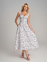 KUTUMAI Floral Corset Midi Dresses for Women 2025