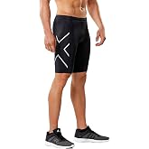 2XU Men&rsquo;s Core Compression Shorts, Running &amp; Training Men's Athletic Shorts with PWX Stretch Fabric &amp; Drawstring Waistband - Black/Silver - X-Small