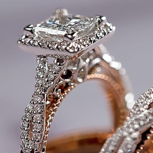 Engagement rings for couples set,3 pc His and Her Wedding Ring Set - Main Image