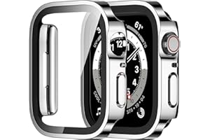 Amizee 2 Pack Compatible with Apple Watch Case 44mm Series 6/5/4/SE 3 2 1 with Built-in Screen Protector, Ultra-Thin Hard PC Straight Edge Anti-Scratch Protective Cover for iWatch (Silver)