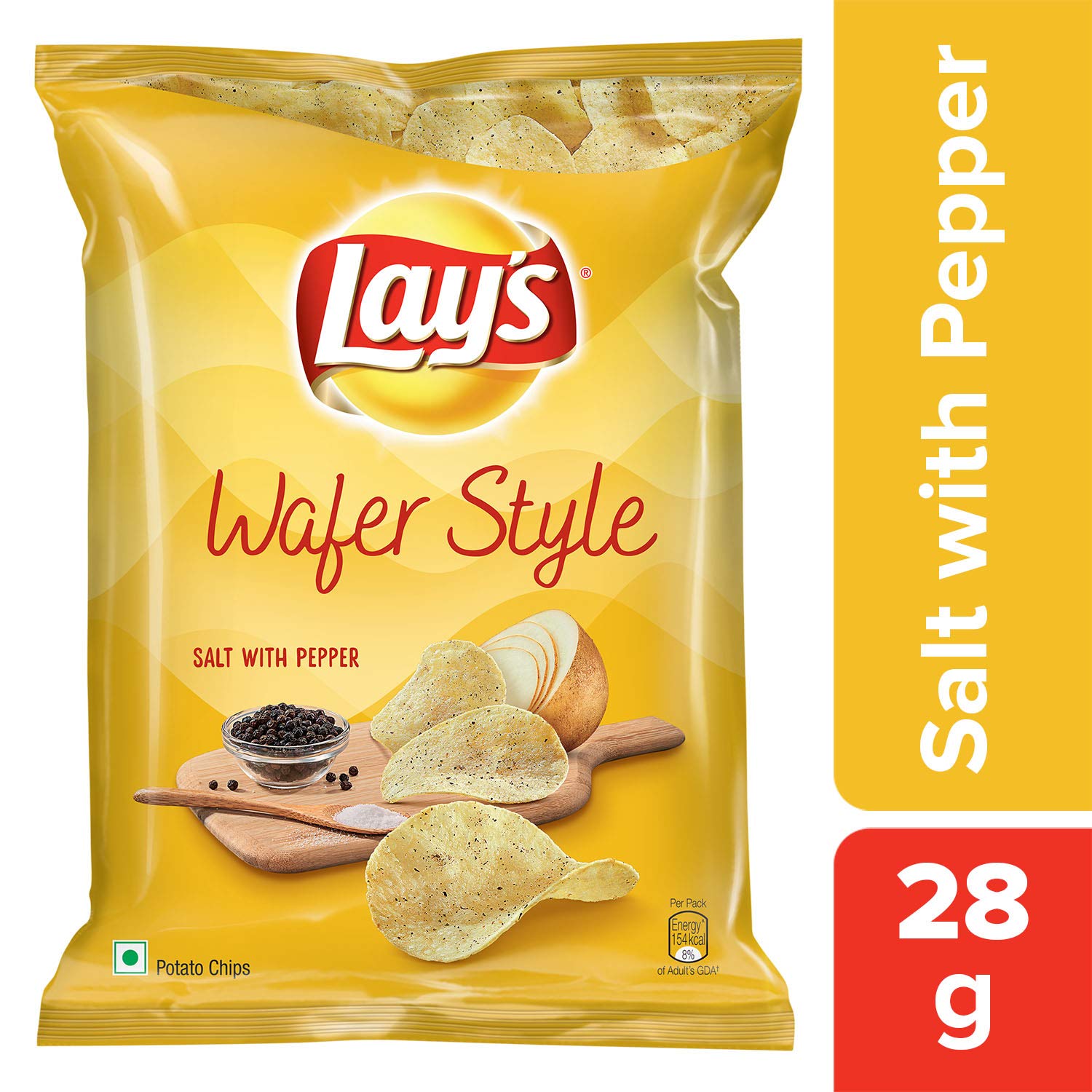 Lays Wafer Style Potato Chips, Salt with Pepper 28g Amazon.in