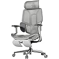 Hbada E3 Air Ergonomic Office Chair, Big and Tall Office Chair - with 3-Zone Dynamic Lumbar Support, 3D Adjustable Headrest, 4D Adjustable Armrests, Swivel, Grey(with Footrest)