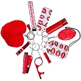 Zesirmay Keychain Set for Women with Alarm, Pom Pom, Whistle, Gifts for Girls, Friends, Women, Mom and Daughter