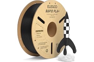 ELEGOO Rapid PLA Plus Filament 1.75mm Black 1KG, PLA+ 3D Printer Filament Max 600 mm/s High Speed Printing, Toughness, Highly